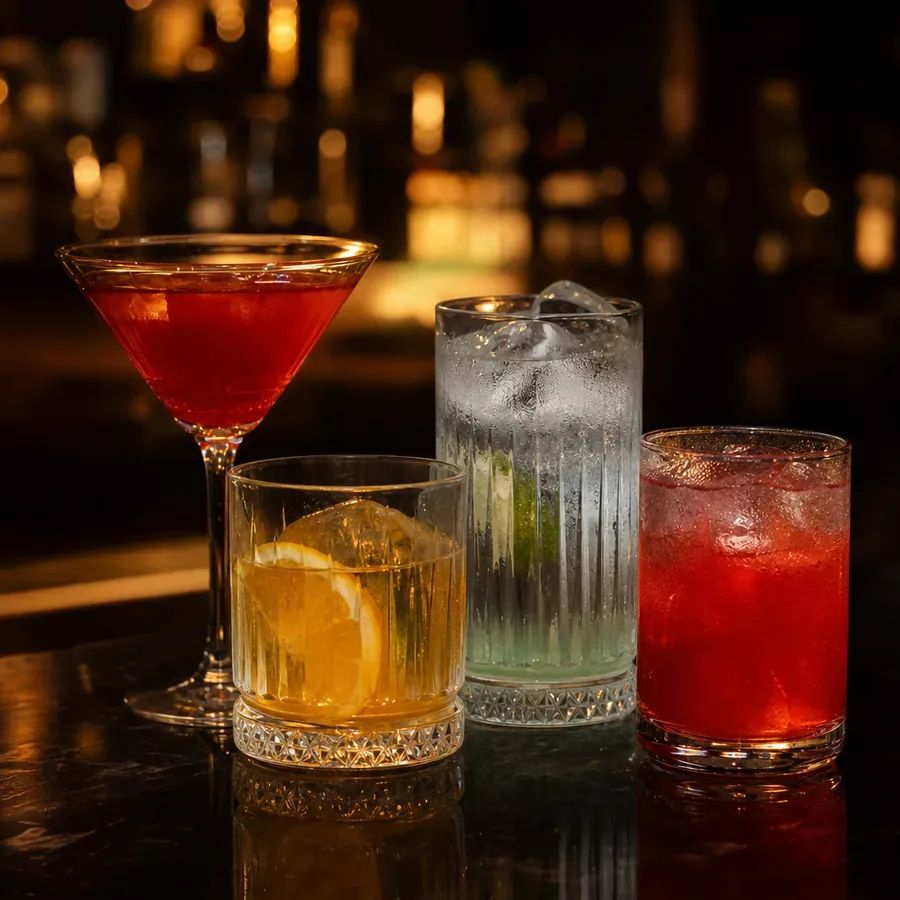 Drinks no balcão do bar